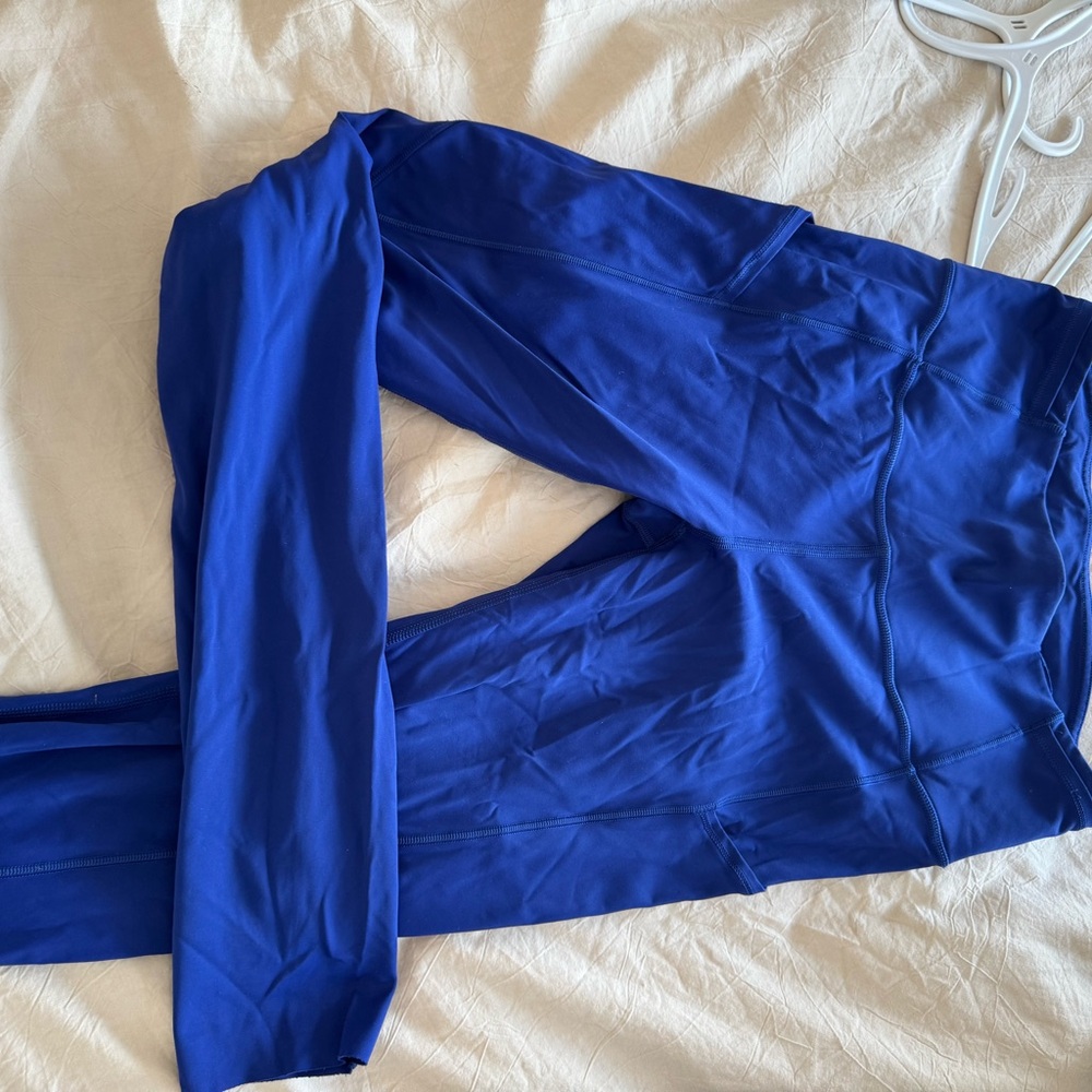 BLUE lululemon fast and free tights